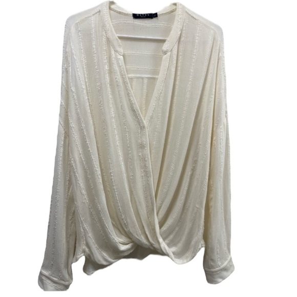 Anthropologie Maven West women’s cream colored pho wrap, blouse size large - Picture 1 of 5